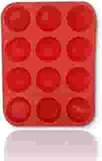 Forma de Silicone para Cupcake, 12 Cavidades (VERMELHO)