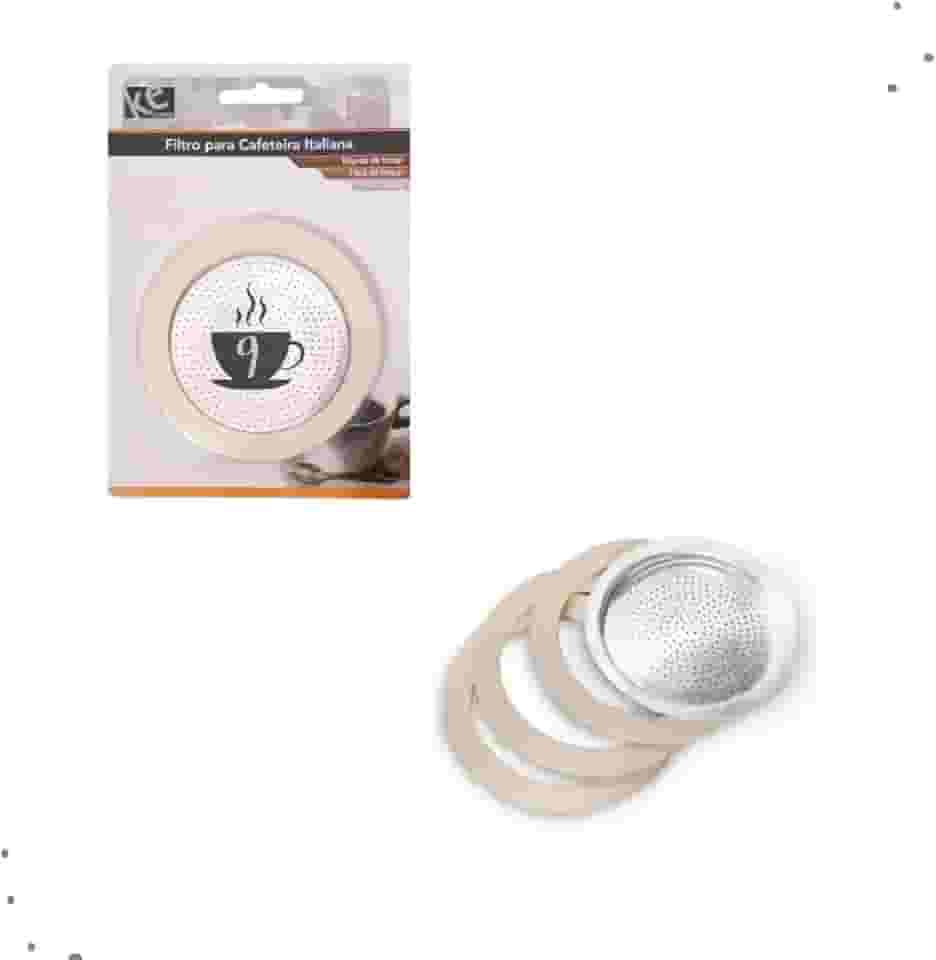 Filtro E Borrachas Vedação Para Cafeteira Italiana/Moka De Alumínio Reposição Tamanhos (9 xícaras)