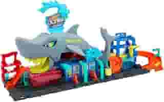Hot Wheels City Pista de Brinquedo Lava-Rápido Mega Tubarão para crianças a partir de 3 anos