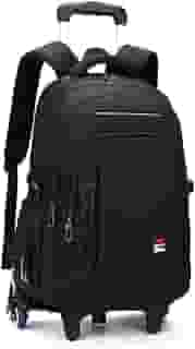 Mochila infantil preta com rodinhas para meninos e adolescentes com rodinhas Mochila escolar - 2 rodas, Preto - 6 rodas, Rolling backpack with 6 Wheels