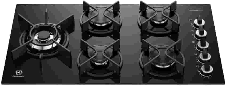 Electrolux Cooktop 5 Bocas a Gás Electrolux Mesa Vidro Expert ChamaPrecisa e Grade Ferro Fundido (KE5GW) Bivolt