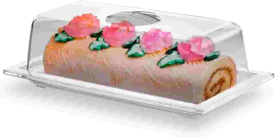 Porta Pão Torta Bolo Rocambole AcrílicoTransparente 28x15x9