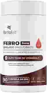 Ferro Quelado Bisglicinato 34mg, 90 Cápsulas, Alto Teor de Vitamina C, Fortalvit