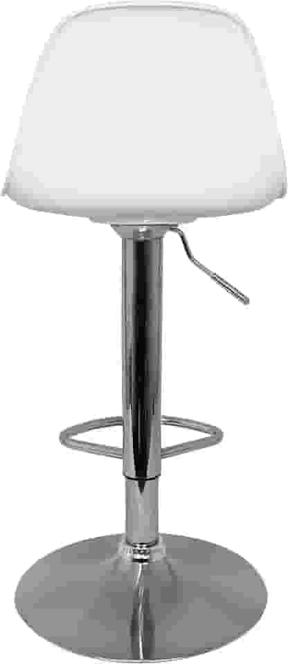 Banquetas de Cozinha, Bar, Salão de Festas, Bancada Giratória Alta com Regulagem de Altura, Amortecimento a gás, Base em Metal Cromado Cor Branca.