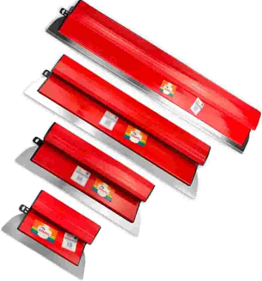 Desempenadeira Massa Corrida Pintor Berox Aço Inox Lisa 25, 40, 60, 80cm Compel Flexível Kit Profissional