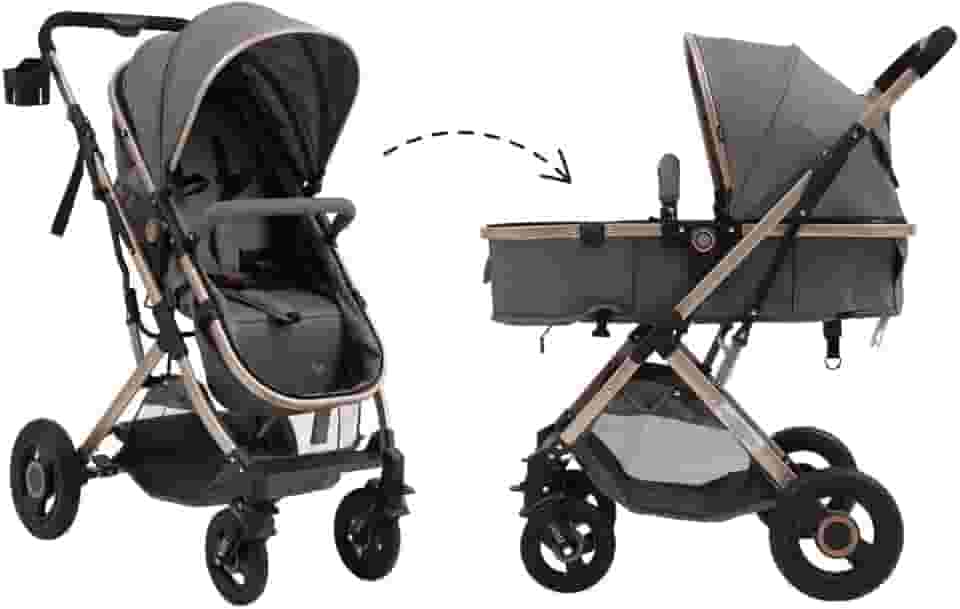 Carrinho Passeio Bebê Moisés Reversível Elysian Maxi Baby (Cinza)