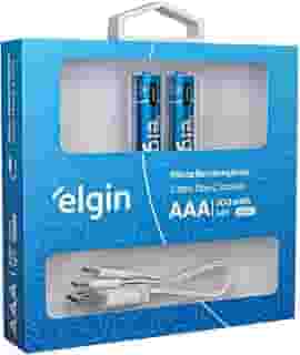 Pilha AAA Palito Recarregável Elgin - USB-C Integrado, 2 Unidades
