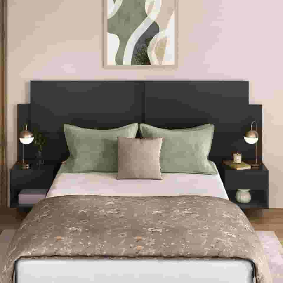 Cabeceira Casal/queen com 2 Mesas de Cabeceira 232cm Multimóveis Mp4317 Preto