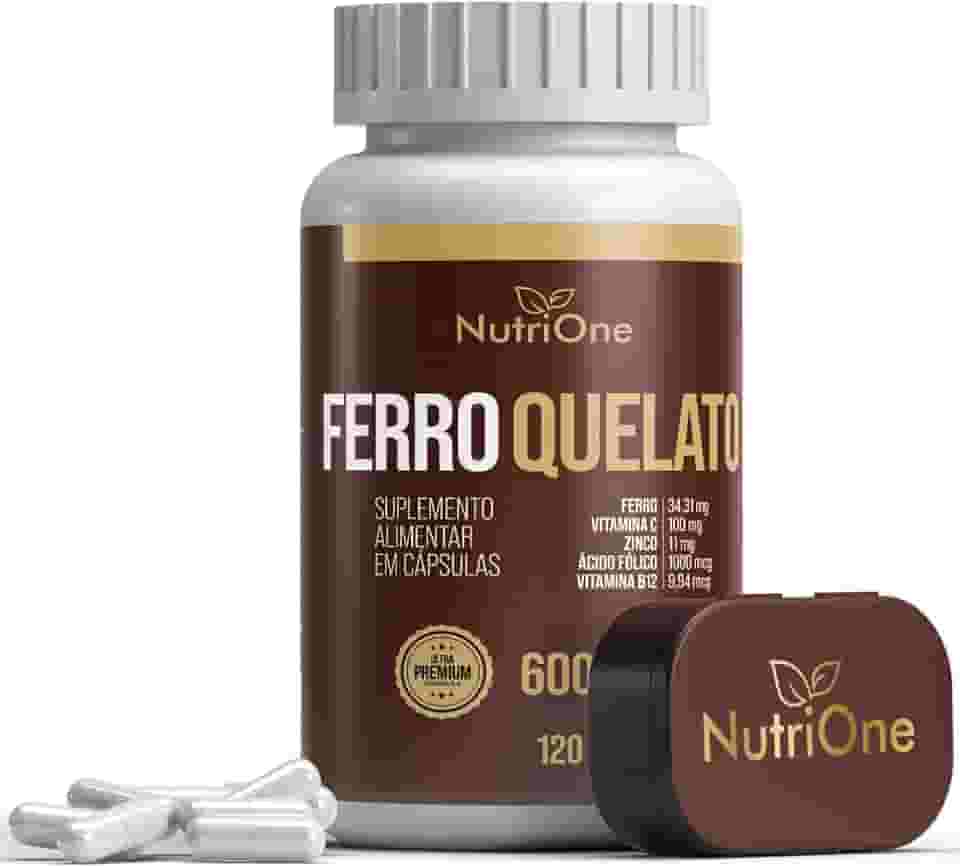 Fórmula Premium Ferro Quelato + Vitamina C, Zinco, Metilfolato e Vitamina B12 120 Cápsulas - Nutrione