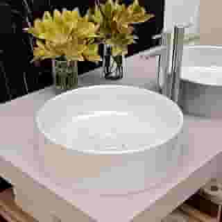 Cuba Pia de Apoio Redonda 40cm Slim Branca Banheiro Lavabo Beltempo BT-2845