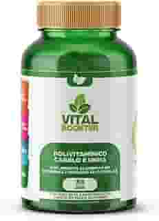 VitalBooster Polivitamínico Cabelo e Unha ANVISA - 19 Vitaminas + L-Cisteína + Zinco Quelado, Combate Caspa, Crescimento Capilar, Biotina 45mcg - 30 Cápsulas