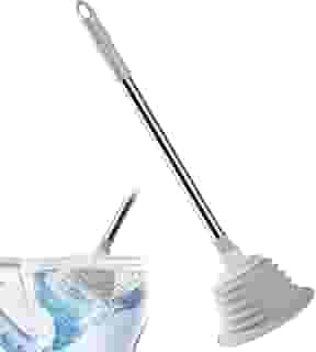 Desentupidor De Vaso Sanitário Alta Sucçâo Wc Banheiro Ralo Cozinha Pia Tanque Lavatório Com Cabo Longo De Inox