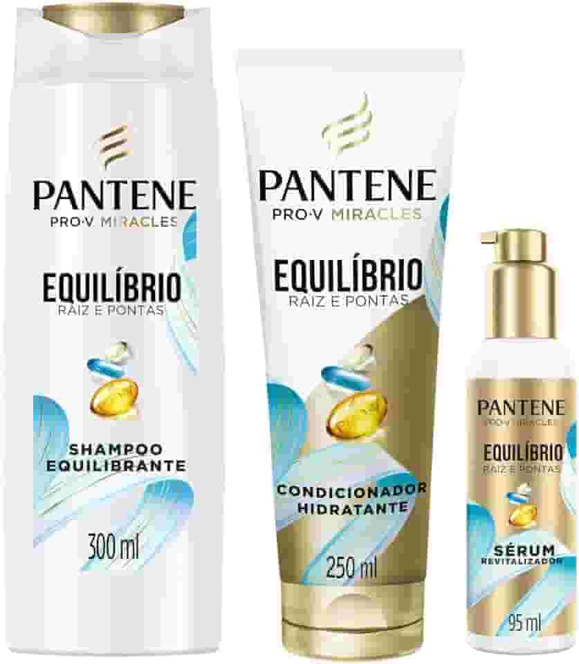 Kit Pantene PRO-V Miracles Equilíbrio Raiz e Pontas com Shampoo para cabelos mistos 300 ml, Condicionador Hidratante para pontas ressecadas 250 ml, e o Sérum revitalizador 95 ml