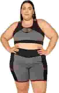 Conjunto Academia Feminino Plus Size Top Costas Nadador e Short Suplex