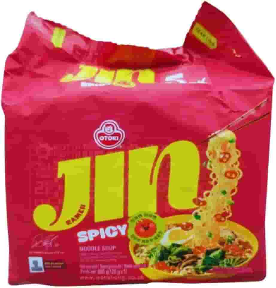 MACARRÃO COREANO INSTANTÂNEO | LAMEN JIN SPICY | PACK 5X + STICKER ADESIVO | 5 PACOTES + 1 STICKER