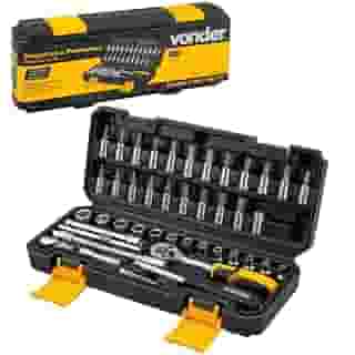 Vonder, Jogo De Soquetes Sextavados E Ponteiras Com Encaixe De 1/4', 4 Mm A 14 Mm, Com Catraca, 46 Peças.
