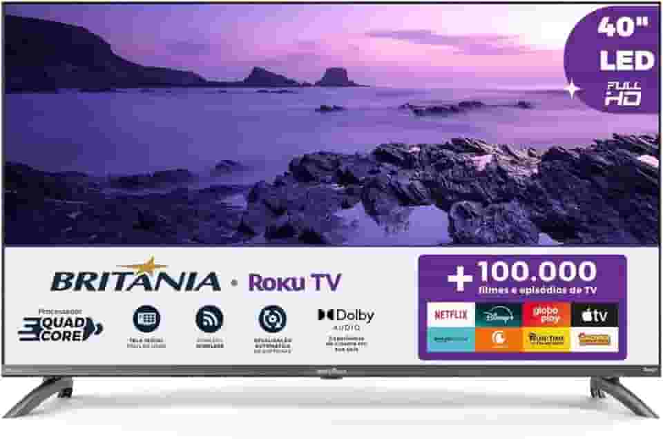 Smart TV 40” Britânia Roku TV LED Dolby Audio BTV40M9GR2CGB
