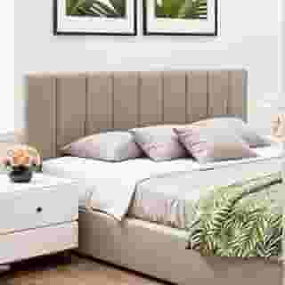Cabeceira Cama Box Casal Kit C/ 7un Modulos Estofados Adesivo (Bege)