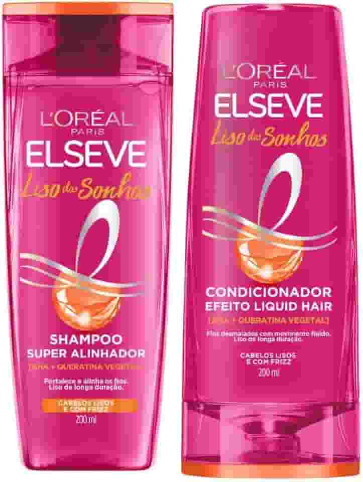 Kit Elseve Liso Dos Sonhos AHA + Queratina Vegetal Shampoo 200ml + Condicionador 200ml (2 produtos)