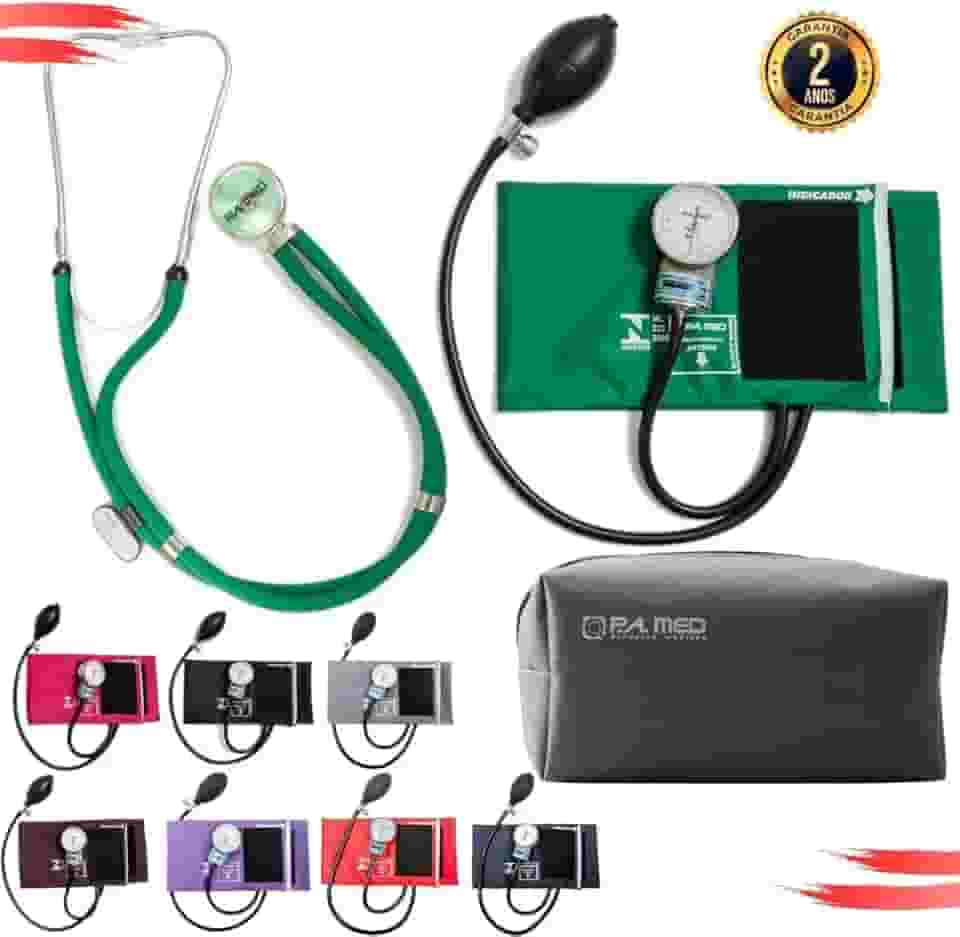 Aparelho Pressão Esfigmomanômetro Aneroide + Estetoscópio Rappaport Duplo P.A. Med