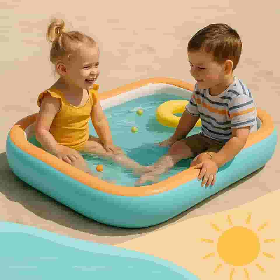 Piscina Infantil 220L quadrada Inflável comporta Àgua ou Bolinhas Super Resistente