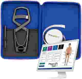 Adipômetro Clínico Neo Prime Preto + Estojo Luxo + Trena corporal + Lápis de marcação + Software Physical Test