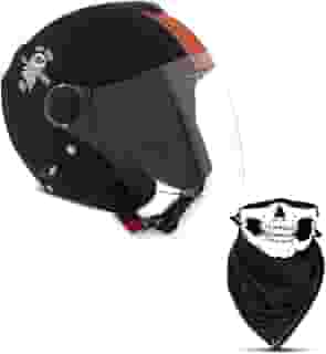 CAPACETE ABERTO PRO TORK NEW ATOMIC SKULL RIDERS PRETO - LARANJA FOSCO TAM. 60
