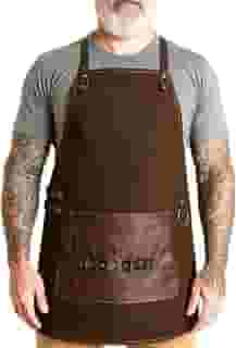 Avental Churrasco Masculino Lona Couro Avental Churrasqueiro