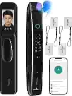 Fechadura Eletronica com Camera,3D Reconhecimento Facial Fechadura Digital de porta 7 em 1 sem Chave, Smart Lock Tuya WiFi APP