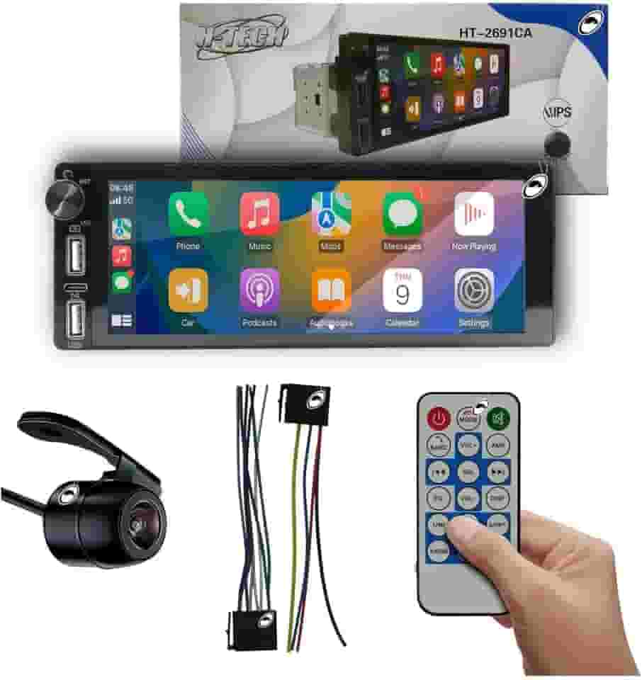 Multimídia 1 Din HT-2691CA H-Tech Android Auto CarPlay + Câmera de Ré