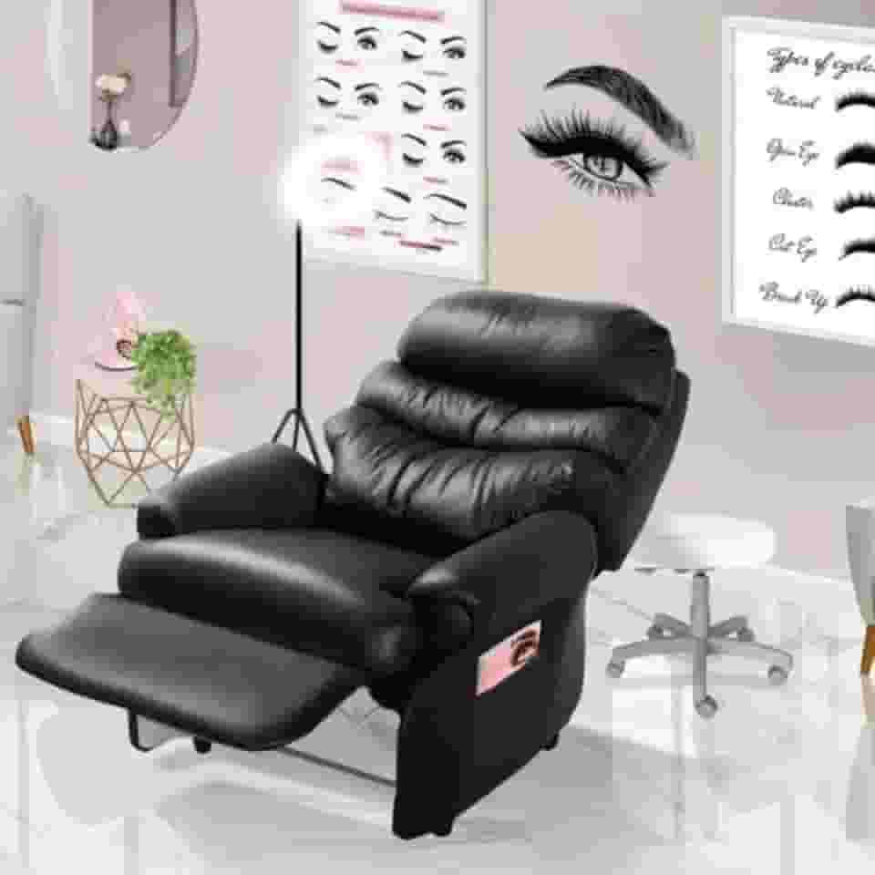 Poltrona Para Extensão De Cílios Reclinável Grande Confortavel Corino Preto