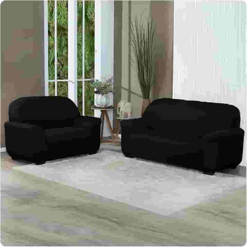 Capa Para Sofá Grossa em Malha Gel 2 e 3 Lugares Cores Diversas (Preto)