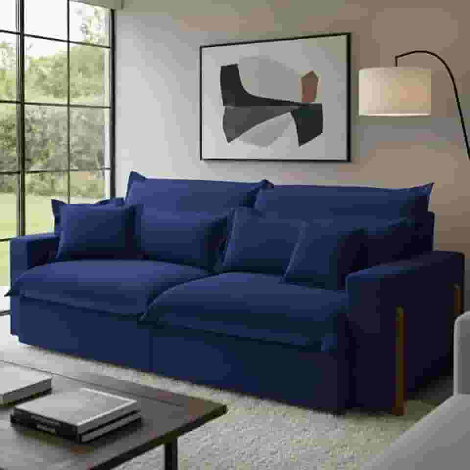 Sofá Retrátil e Reclinável Dubai com Molas Ensacadas, 2,10m. (Azul)