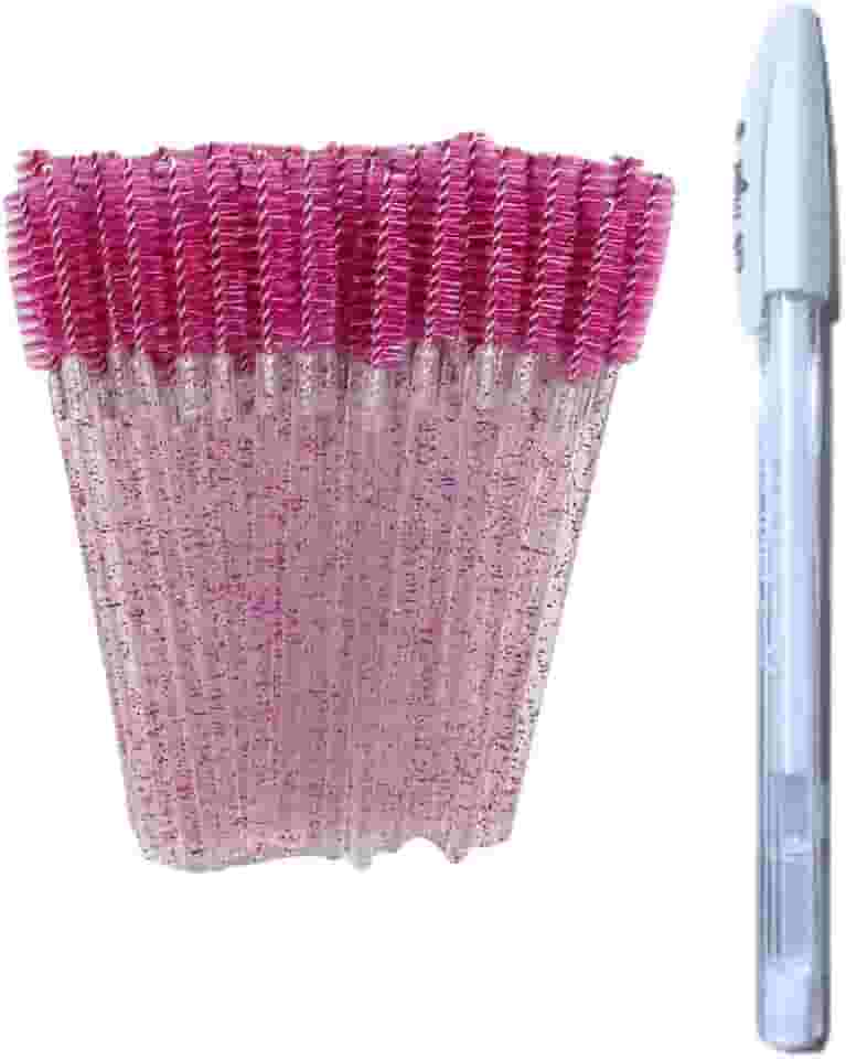 Kit Caneta gel branca e escova escovinha alongamento de cilios designer sobrancelha red com glitter