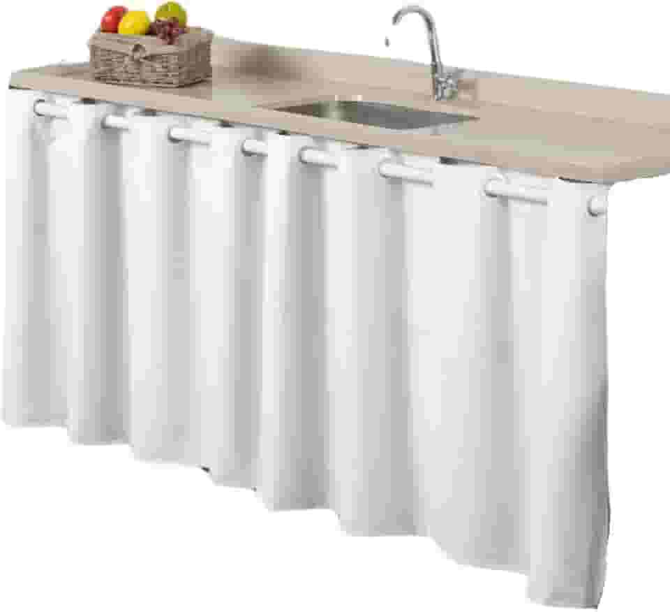 Cortina pra Pia Microfibra 2,80M x 80CM Cozinha e Lavanderia Simples Cores Vivas Revenda (BRANCO)