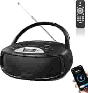 Elyblo CD Player, Radio am Fm 110V-220V, Radio Portatil Pode Ser Conectado a Um microfone, Cd Player com Vários Modos de Reprodução, Toca Cd com Controle Remoto Sem Fio
