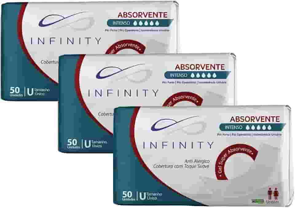 Kit com 3 Pacotes Absorvente Geriátrico Infinity Incontinência Urinaria e Pós Parto