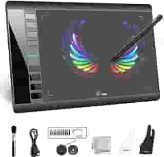 Tablet de desenho gráfico, UGEE M708, bloco de desenho digital grande de 25,4 x 15,2 cm com 8 teclas de atalho de caneta de 8192 níveis, tablets gráficos para computador gráfico de criação de esboço