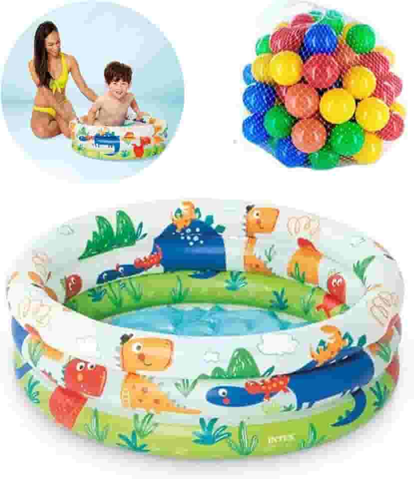 Piscina de Bolinhas Dinossauros 40 Litros + 50 Bolinhas Coloridas