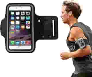 Suporte de Celular para Corrida, Braçadeira Esportiva Ajustável, Compatível com Smartphones, Resistente ao Suor e com Tela Sensível ao Toque (Preto)