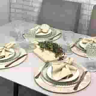 Sousplat completo Mesa posta Kit 6 lugares 35 cm MDF (138-Nude)