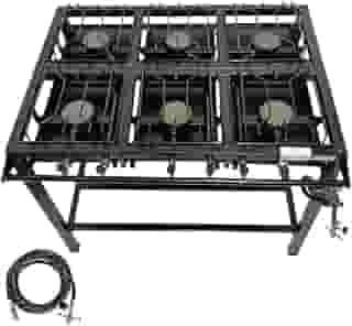 Fogão Industrial 6 Bocas, FERRO FUNDIDO, Base de Aço Carbono, Alta Pressão, 68x95cm
