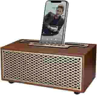 Caixa de Som Retrô Sem Fio – Alto-Falante Bluetooth com Rádio FM Integrado e Suporte para Celular