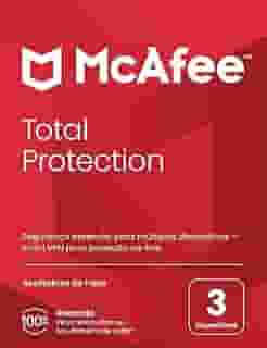 McAfee Total Protection | 3 dispositivos | Software de segurança cibernética inclui antivírus, VPN segura, gerenciador de senhas, monitoramento da Dark Web | Cartão-chave