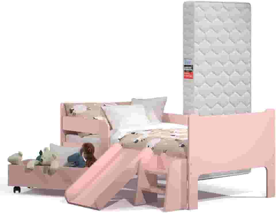 Mini Cama Sonho Kid's Infantil Montessoriana Rosa Com Colchão