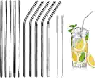 Canudos De Inox Kit 12 Peças Reutilizáveis Escova De Limpeza ecológicos (Inox)