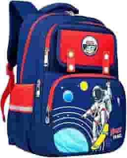 Mochila Escolar Infantil Astronauta, Ortopédica, Acolchoada, Reforçada, para Meninos 7-12 Anos, Design Espacial