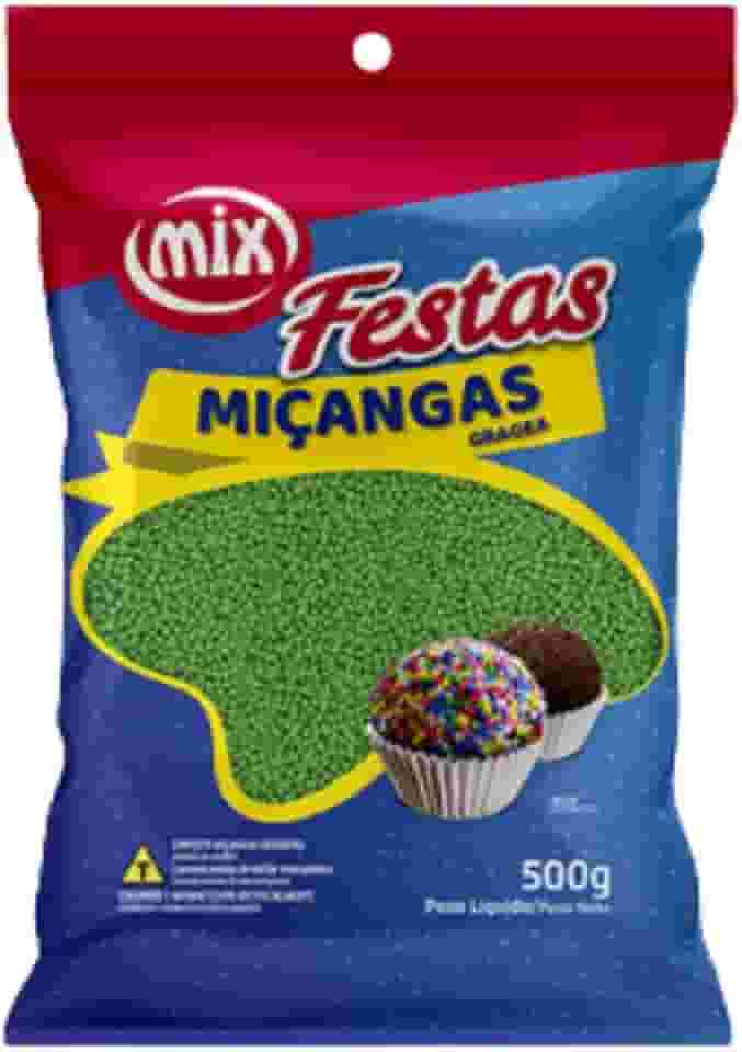 Confeito Miçanga Granulado Brigadeiro, Doces, Confeitaria Várias Cores 500g (Verde)