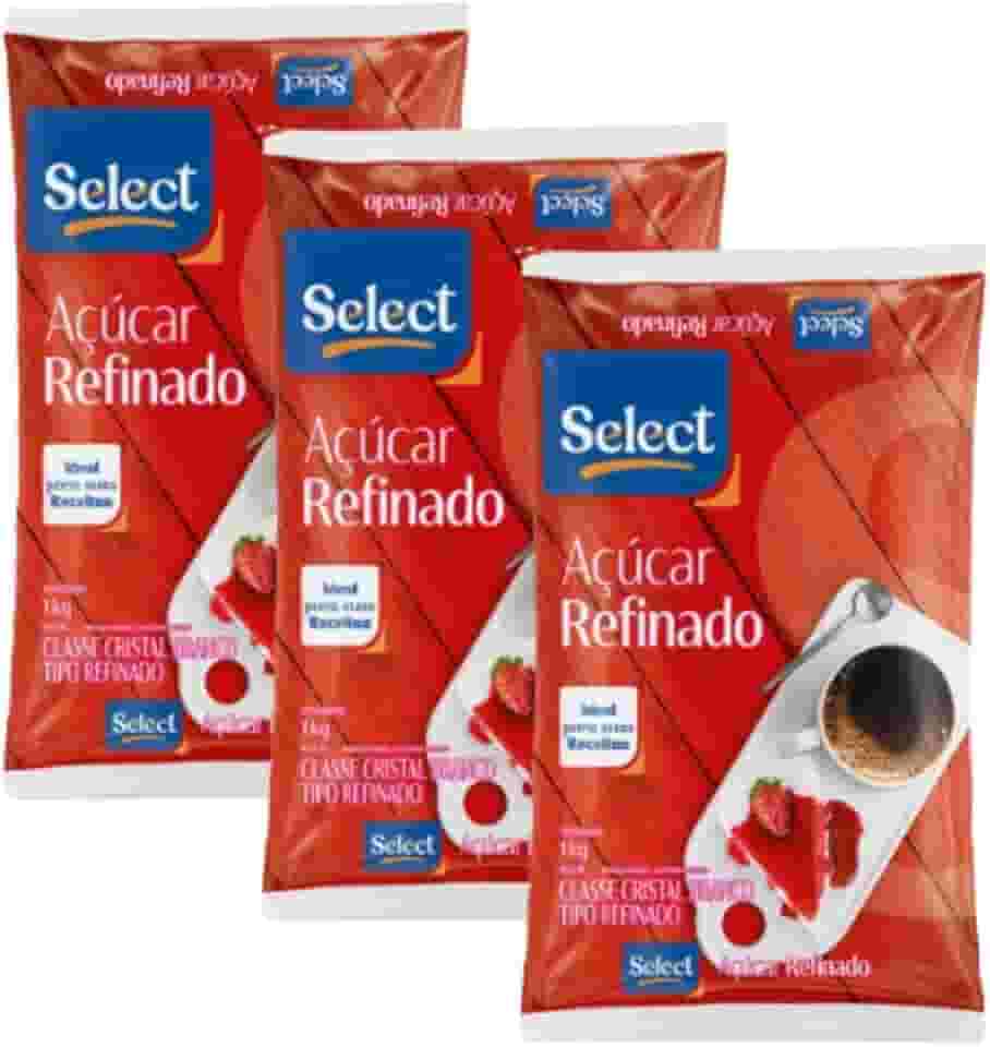 Açúcar Refinado 3kg (3x1kg) – Ideal para Docinhos, Bolos, Sucos e Sobremesas
