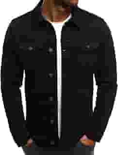 Jaqueta masculina jaqueta jeans slim fit com botões multi bolso
